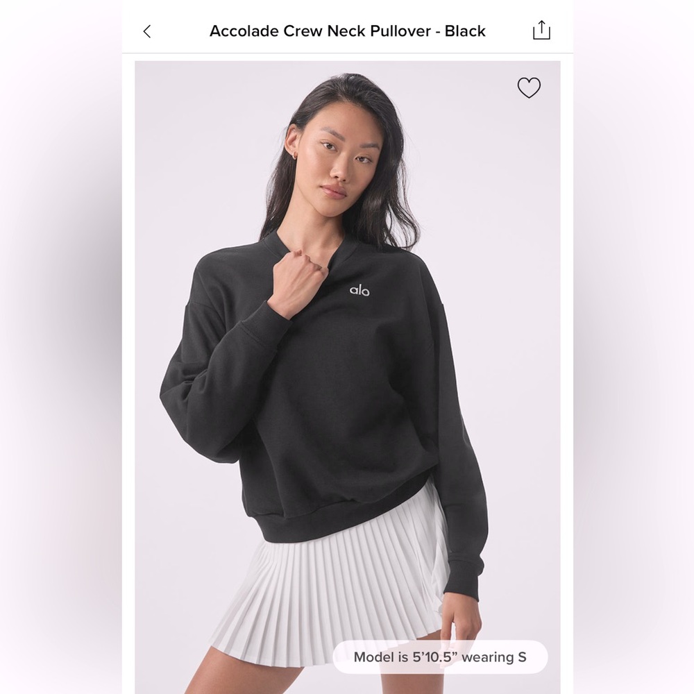 Alo Accolade Crew neck Pullover sweater in size S and Black color